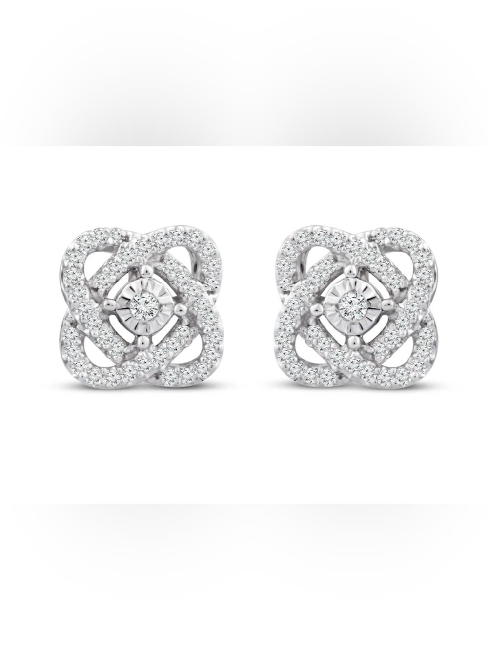 Kay Jewelers "Center Of Me" 1/5ct Tw 10k Stamped Knot Pendant Necklace and Studs - Picture 4 of 14